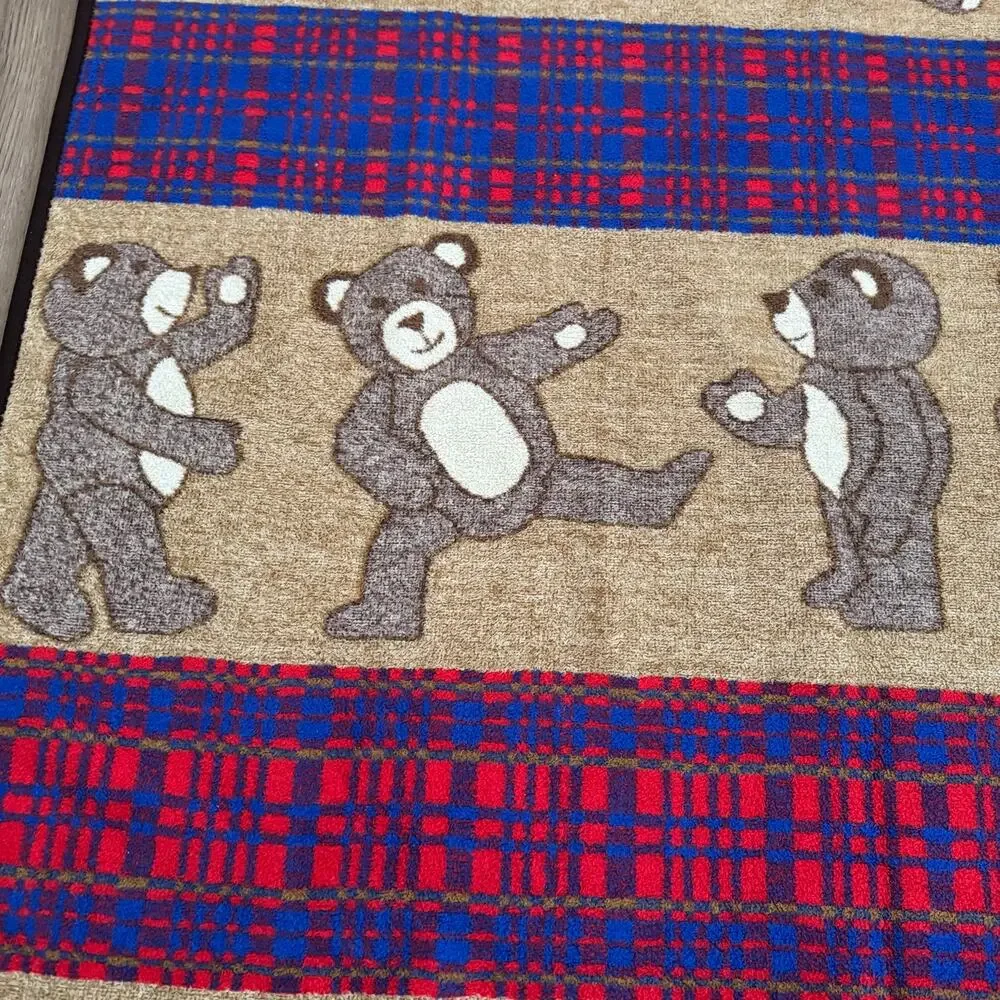 San Marcos Teddy Bear Throw Blanket Plaid Rustic Cabin Decor